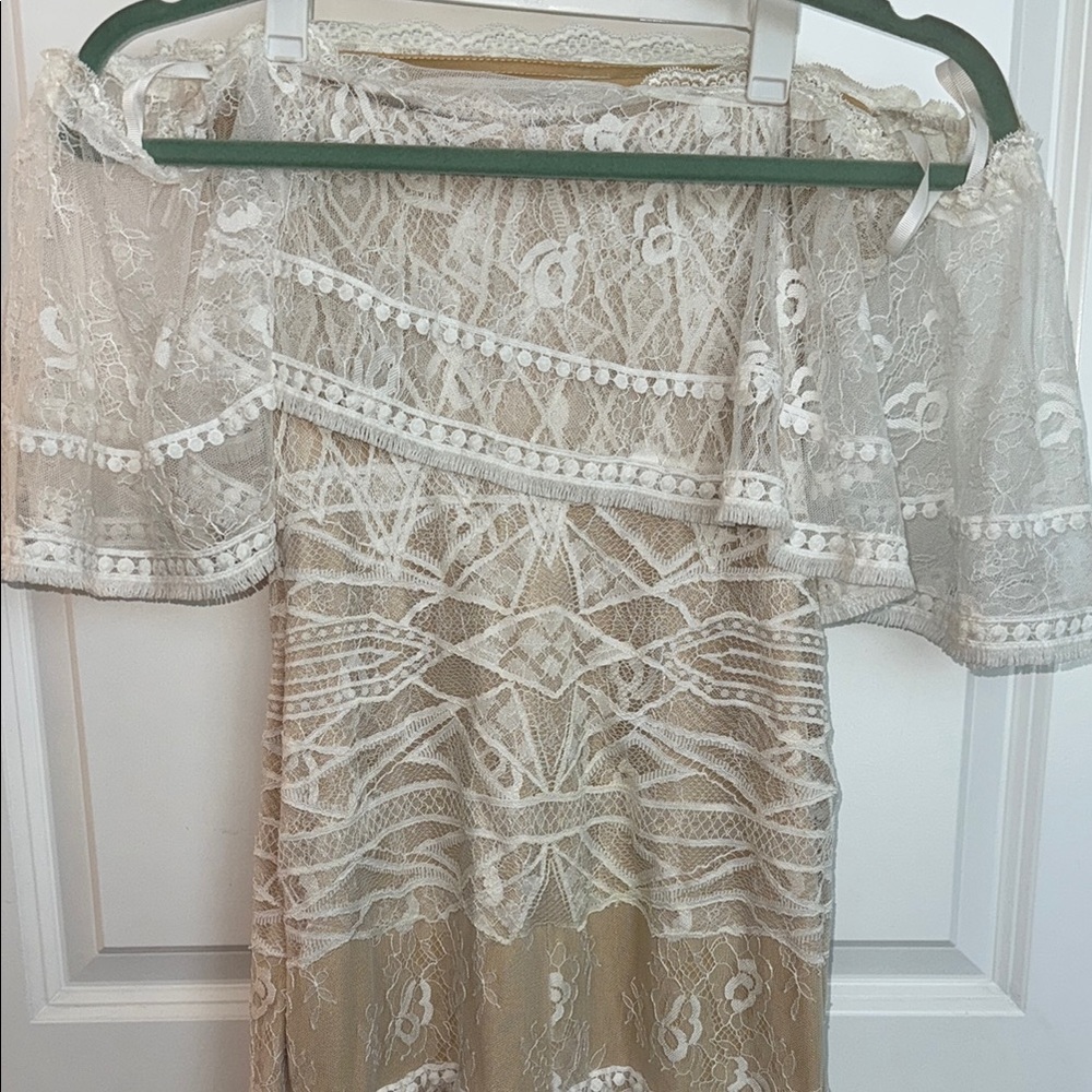 Off-Shoulder White Lace Train Maxi Mermaid Bridal Gown Dress Boho Wedding - Picture 7 of 16